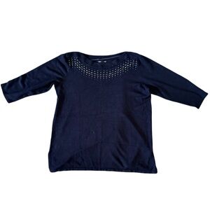 Black sweater with rhinestone accents